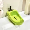 Plato de jabón de cerámica portátil al por mayor, lindo soporte de jabón de chile, estante de almacenamiento, plato de jabón de baño que no acumula agua y drena el agua