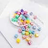 Acrílico de paso cuadrado color Macaron color claro para niños DIY cadena de móvil con cuentas material para accesorios de tocado 14MM
