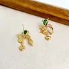 Nuevos Pendientes Asimétricos de Circonita Rosa Estilo Francés, Diseño de Nicho, Pendientes de Alta Gama, Estilo Sencillo para Mujer