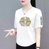 Superávit de comercio exterior transfronterizo, ropa de marca con etiquetas retiradas, ropa para mujeres de mediana edad y mayores, camiseta de manga corta con hombros normales, top de verano de manga corta para mujer