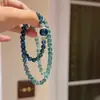 Nuevas Pulseras Apilables de Tres Círculos Color Verde Transparente Estilo Chino para Mujer, Pulseras de Diseño de Nicho de Lujo Ligero, Accesorios de Mano de Temperamento a la Moda y Versátiles