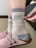 Meias de Desenho Animado Fofas para Mulheres Primavera e Verão Laço Tridimensional Meias de Algodão Sem Costura Ins Estilo Colegial Japonês Meias de Cano Médio