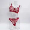 Estilo Europeu Puro Desejo Renda Francesa Lingerie Ultrafina Transparente Com Aro Busto Grande Deixa Pequeno Sexy Conjunto de Sutiã Feminino