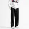Calça Jogger com Cordão Estilo Hong Kong, Calça Casual Solta de Perna Reta, Calça Longa Unissex, Calça Esportiva