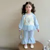 Conjunto de Moletom com Acabamento em Renda da Princesa Elsa para Meninas 2026 Primavera/Outono Novo Estiloso Conjunto de Duas Peças Calça Flare para Bebê