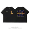 Camiseta de Manga Corta con Cuello Redondo y Estampado de Letras Simples de Marca de Moda Ins para Hombre Verano Versátil Streetwear Superior Holgado para Pareja