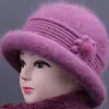 Sombreros para mujeres de mediana edad y ancianas, sombrero cálido de invierno para mamá, grueso con terciopelo, sombrero tipo cubo para personas mayores, abuela, sombrero de lana tejido para señora mayor