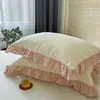 Fundas de almohada de algodón lavado clase a, algodón puro, un par de fundas de almohada grandes individuales para adultos, fundas de almohada con borde de algodón puro 48X74
