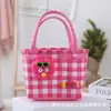 Bolsa Colorida de Menina Bolsa de Palha Bolsa Pequena Quadrada Casual Versátil para Menina Bolsa de Mão para Trabalho Cesta de Compras