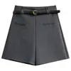 Shorts de traje sueltos de cintura alta para mujer, nueva colección primavera/verano 2026, versátiles para el trabajo, talla petite, pantalones de pierna ancha de línea A de alta gama