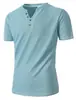 2025 Amazon Wish Aliexpress Novo Cardigã Colorido de Algodão com Decote V Pequeno Camisa Henley Casual Masculina de Manga Curta