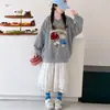 Sudadera para Niñas 2026 Otoño Nuevo Estilo para Niños Mayores, Suéter con Bordado de Hongo, Camiseta Básica de Otoño, Top Holgado de Manga Larga