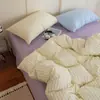 Juego de Cuatro Piezas de Sábanas y Fundas de Edredón de Algodón Lavado, Amigable con la Piel, Estilo Ins, Mezclado y Combinado, Juego de Tres Piezas de Ropa de Cama para Dormitorio de Estudiante, Sábanas Ajustables 4