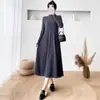 Vestido Largo de Punto para Mujer, Otoño e Invierno 2026, Estilo Europeo y Americano, Suéter de Cuello Semi Alto, Vestido Base de Punto Ajustado por Encima de la Rodilla