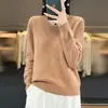 Suéter de punto con cuello en V transfronterizo para mujer, jersey de color liso de corte holgado, adecuado como prenda exterior, nuevo suéter corto de manga larga de otoño