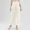 Pantalones Deportivos Rectos de Pierna Ancha Color Nude para Mujer, de Nueve Puntos, Cintura Alta, Sueltos, Ropa de Trabajo Casual, Pantalones de Yoga Deportivos que se Pueden Usar Afuera