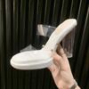 Sandálias femininas de salto alto para pés pequenos e não cansados, atacado, verão novo design transparente sandálias de cristal para uso externo