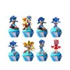 En stock Artículos de Fiesta de Sonic Vajilla Desechable Banderín de Tela de Fondo Taza de Papel Plato de 7 Pulgadas Plato de 9 Pulgadas Mantel Pastel