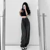 Estilo Coreano Reto Senso de Design Ajustável Estilo Vibe Calças de Perna Larga Cintura Alta Emagrecedor Tamanho Grande Jeans de Caimento Mergulhado para Crianças