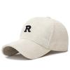 Gorra de béisbol de terciopelo de color sólido con letras tridimensionales simples R, nueva versión coreana de otoño e invierno, gorra de moda ajustable con parte superior dura