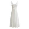 Vestido Branco Estilo Francês Europeu e Americano Feminino Próximo ao Corpo Cordão Laço Decote Baixo Comprimento Médio Cintura Justa Emagrecimento Fenda Saia Slip