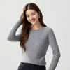 ¡Viaje sencillo! Suéter de Cachemira Nuevo de Punto Trenzado con Cuello Redondo para Mujer Otoño/Invierno Suéter de Punto Pullover Capa Base Adelgazante