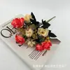 Simulación 12 cabezas Rosa Rica mango pequeño rosa decoración hogar sala de estar ramo flor de boda fábrica al por mayor