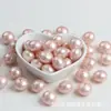 Contas de pão cozido rosa nu com meia perfuração de imitação de concha de marisco, contas soltas de pérolas de pão de imitação com furo único, brincos de pérola DIY, pingente