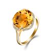 Anillo Zhen Rong con gema de color topacio azul marino y amatista bañada en oro de 18 quilates para mujer