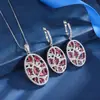 Transfronterizo wish2023 nuevo moda europea y americana simulación Zafiro Esmeralda corindón rojo collar colgante pendientes femenino