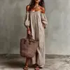 2026 Amazon Comércio Exterior Transfronteiriço Europeu e Americano Novo Verão Vestido Longo Tubinho Listrado Ombro a Ombro Feminino