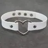 Gargantilla de Cuero Gótico Gargantilla Corazón PU Collar Gargantilla Retro Cuatro Botones Joyería Sexy para el Cuello