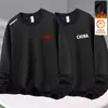Moletom masculino com gola redonda e estampa, novo produto de outono e inverno, corte solto, forrado com fleece, gola alta, manga longa, estiloso, casual, peça básica versátil para homens da moda