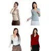 Suéter de punto color té con leche, cuello en V, modelo nuevo otoño 2025, corte ajustado, versátil, favorecedor para la figura, top de manga larga