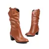 Botas de Cuero de Caña Media y Media Botas Martin Europeas y Americanas Botas Sencillas para Mujer Tacón de Moda 43 Zapatos Mujer 33 Comercio Exterior Botas Gruesas de Otoño e Invierno Blancas