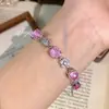 Novo Pulseira de Flores de Corte Fogo de Topázio para Mulheres, Fashionável e Versátil, Exquisita e de Alto Padrão, com Joias de Pedra Preciosa Diamante Azul Tanzanita