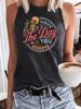 Camiseta Redonda con Estampado de Calavera y Letras Más Vendida de Amazon Primavera y Verano Casual Sin Mangas Chaleco de Comercio Exterior
