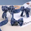 Banda de tela de mezclilla con estampado de hojas de ramo, cinta de correaje, lazo hecho a mano para DIY, accesorio para la cabeza, diadema, corbata de lazo, sombrero de paja, embalaje de flores