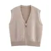 Ins estilo europeo y americano transfronterizo 2026 nueva moda elegante ropa de mujer para ir al trabajo suéter de punto con cremallera en V chaleco cárdigan
