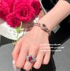 Pulseira de rubi romã Monet Garden, sensação antiga, banhada a ouro 18K, anel feminino com flor de zircônia vermelha carmim