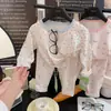 Pijama térmico para niños para primavera y otoño, corte holgado, ropa cálida para el hogar, conjunto con estampado floral, pijama de manga larga