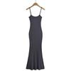 G016-23 Outono Novo estilo francês puro desejo estilo textura fino rabo de peixe hip saia sexy sling dress