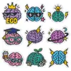 Patch de Bordado Divertido Colorido Cérebro Humano Tendência Personalidade Brincalhona Elemento Cérebro Jaqueta Mochila Termocolante Costura DIY Acessórios
