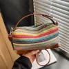 Bolsa de palha feminina de verão 2026, bolsa tipo travesseiro, bolsa de ombro e transversal casual fashion para o dia a dia