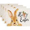 Fábrica de Origen Fuente Transfronteriza Individual de Lino de Pascua Conejo Huevo Flor Mantel Individual Aislante para Mesa de Comedor