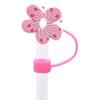 Nuevo Dibujo Animado Flor Rosa Goma Suave PVC Tapa de Popote de Moda, Desmontable 8/10mm Cubierta de Popote a Prueba de Polvo para Fiesta