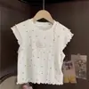 Camiseta Infantil Fofa de Manga Curta 2026 Verão Nova Estilo Coreano Padrão de Estrelas Tendência Dopamina Jardim de Infância Manga Bufante