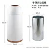 Papelera Comercial Grande, Acero Inoxidable, para Restaurantes de Cadena de Té, Tiendas de Té con Leche, Tiendas de Bebidas, Catering, Forma de Bala, Redonda, Exterior