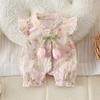 Roupa de Verão Fina para Bebê Doce Lírio-na-Campainha Orquídea Macacão Roupas de Bebê Lua Cheia Cem Dias Super Fofo Roupas para Sair Roupas de Engatinhar