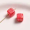 Estilo Ins Japonês Quadrado Acrílico Impresso Xadrez Perfurado Contas DIY Corrente para Celular Chaveiro Pingente Acessórios